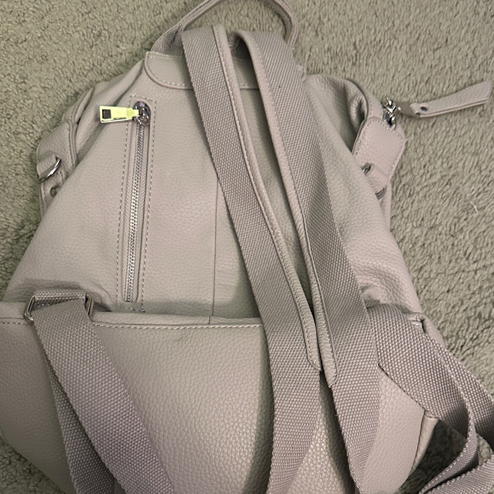 Stylish Gray Leather Backpack - image 4